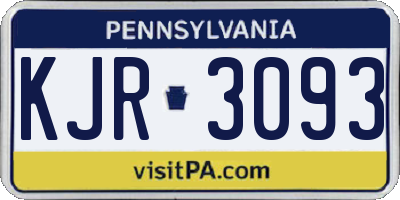 PA license plate KJR3093