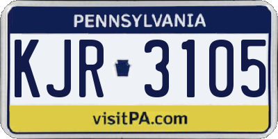 PA license plate KJR3105