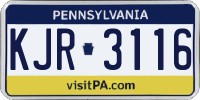PA license plate KJR3116