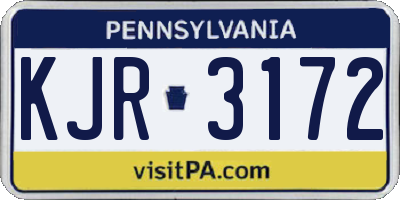 PA license plate KJR3172