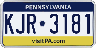 PA license plate KJR3181