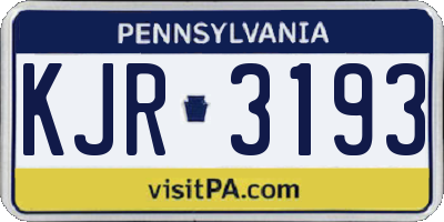 PA license plate KJR3193
