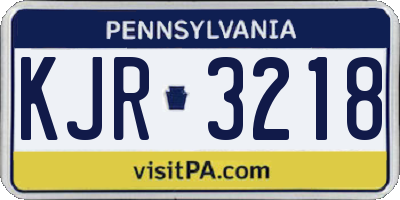 PA license plate KJR3218