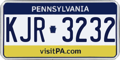 PA license plate KJR3232