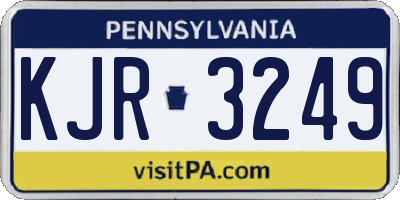 PA license plate KJR3249
