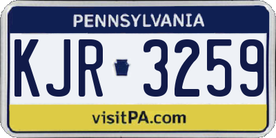 PA license plate KJR3259