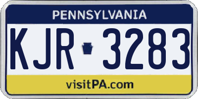 PA license plate KJR3283