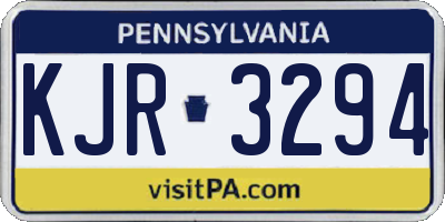 PA license plate KJR3294