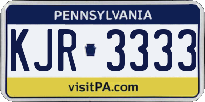 PA license plate KJR3333