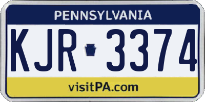 PA license plate KJR3374