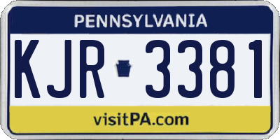 PA license plate KJR3381