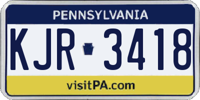 PA license plate KJR3418