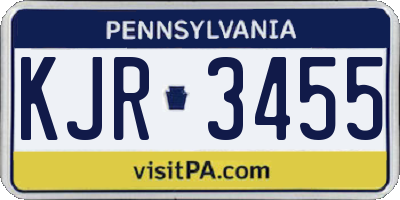 PA license plate KJR3455