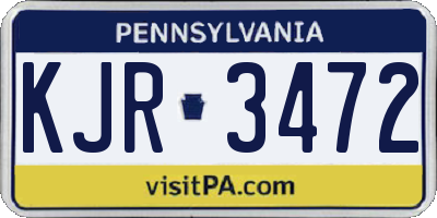 PA license plate KJR3472