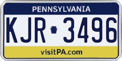 PA license plate KJR3496