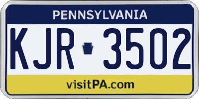PA license plate KJR3502