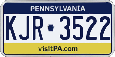 PA license plate KJR3522