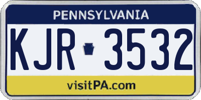 PA license plate KJR3532