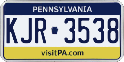 PA license plate KJR3538