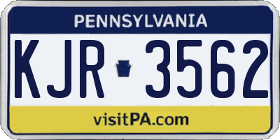 PA license plate KJR3562