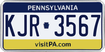 PA license plate KJR3567