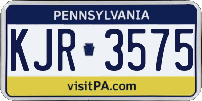 PA license plate KJR3575