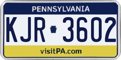 PA license plate KJR3602