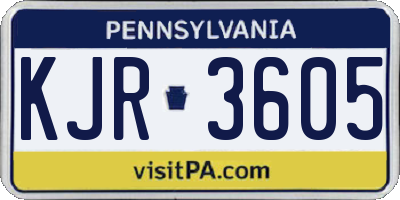 PA license plate KJR3605