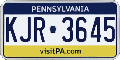 PA license plate KJR3645