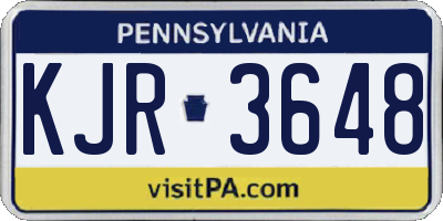 PA license plate KJR3648