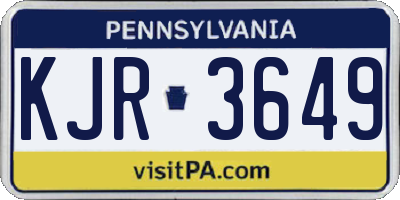 PA license plate KJR3649