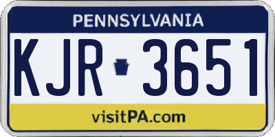 PA license plate KJR3651