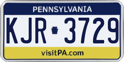 PA license plate KJR3729