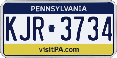 PA license plate KJR3734