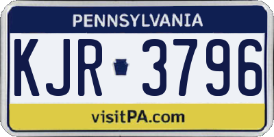 PA license plate KJR3796