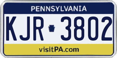 PA license plate KJR3802
