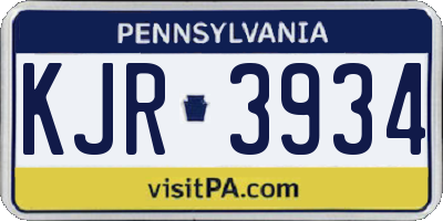 PA license plate KJR3934
