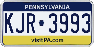 PA license plate KJR3993