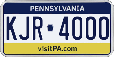 PA license plate KJR4000