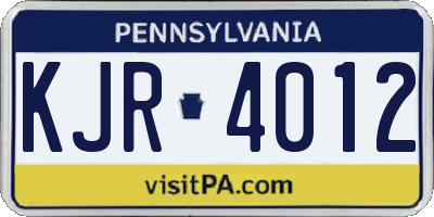 PA license plate KJR4012