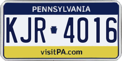 PA license plate KJR4016