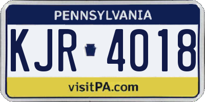 PA license plate KJR4018