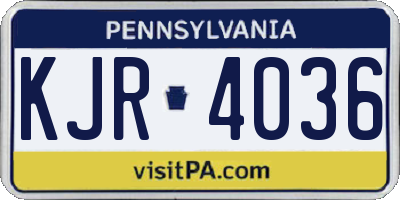 PA license plate KJR4036