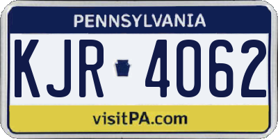 PA license plate KJR4062