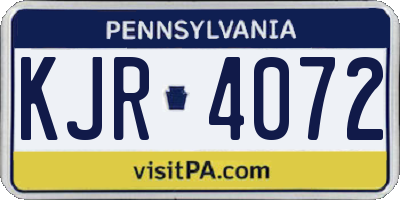 PA license plate KJR4072