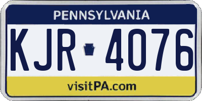 PA license plate KJR4076