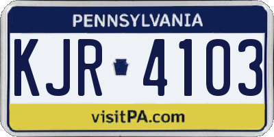 PA license plate KJR4103