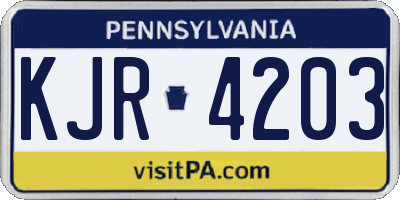 PA license plate KJR4203