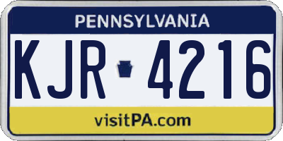 PA license plate KJR4216