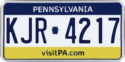 PA license plate KJR4217